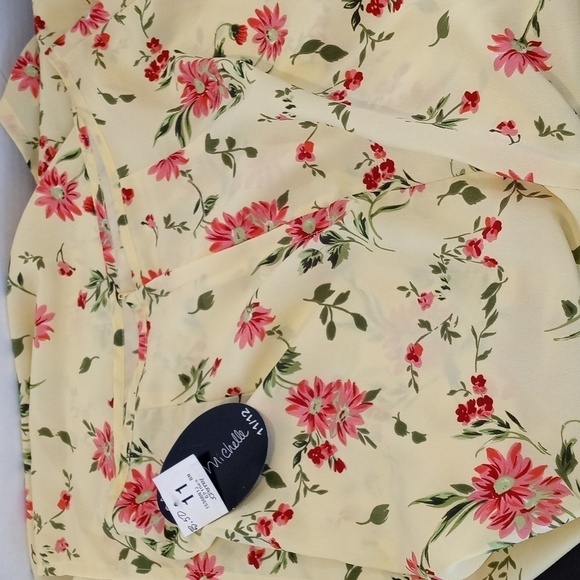 My Michelle Maxey yellow spring skirt Floral size 11 12 - Picture 4 of 5